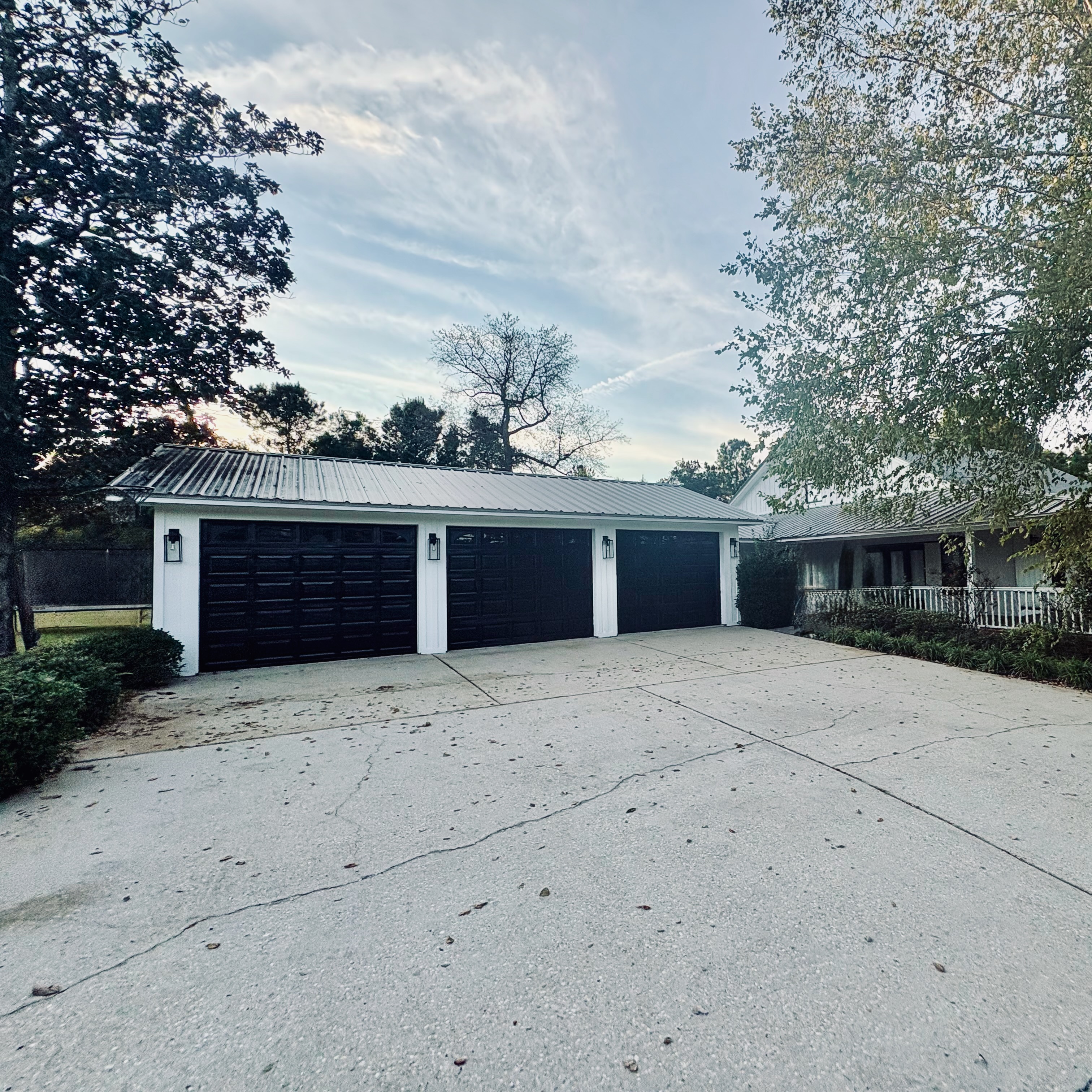Board and batten garage painted in Stapleton